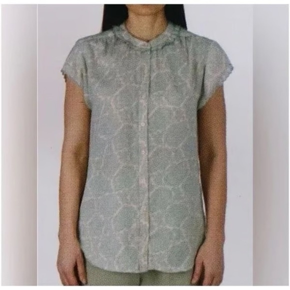 Joie Green Paisley Cap Sleeve Boxy Blouse - Picture 2 of 7